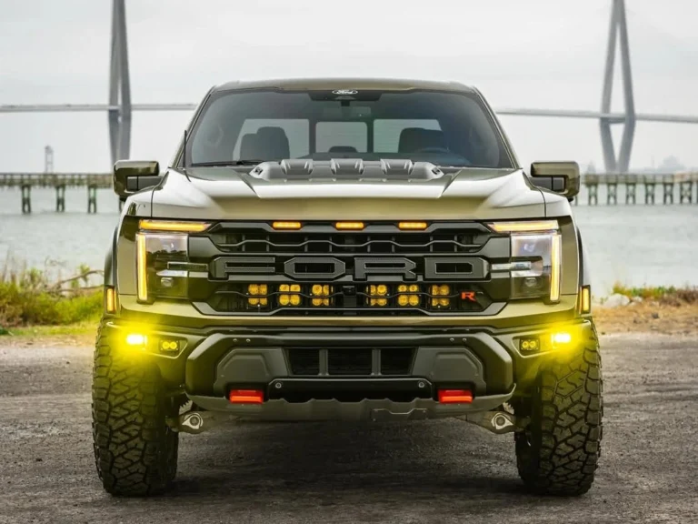 Ford Raptor fitted with Grill Lights, photographed at dusk while waiting for nightfall to showcase a clean grille accent.
