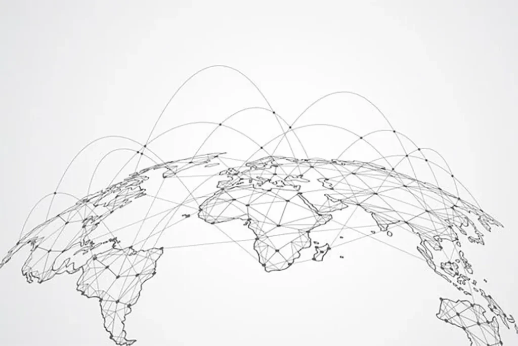 World map network concept illustrating regional differences in compliance checks for car grille LED lights (color, flashing, glare, inspection/type approval).