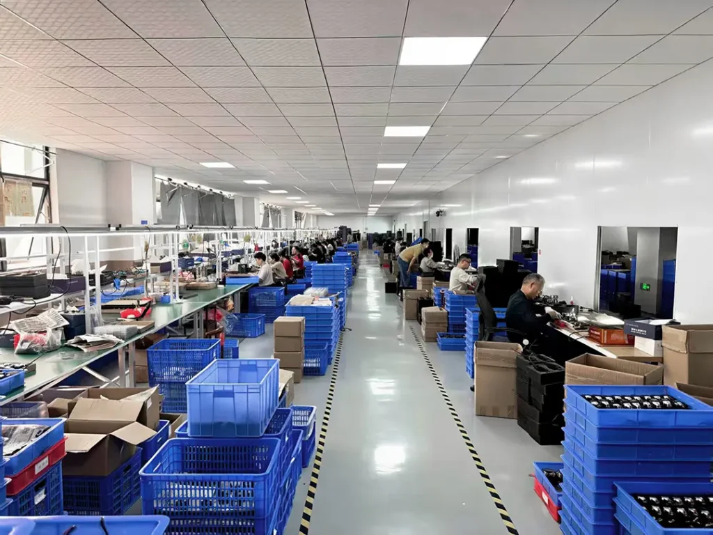 Leding factory assembly workshop producing OEM projector headlights for B2B automotive lighting programs