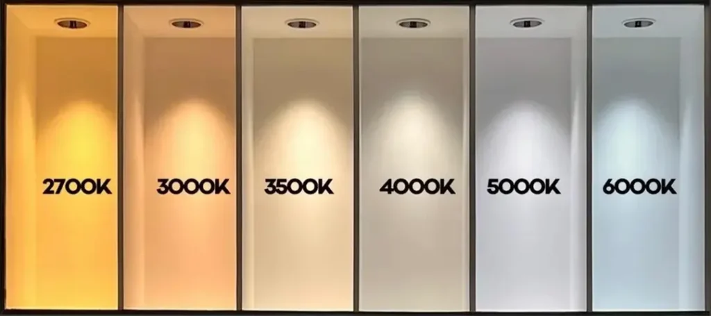Fog lights color temperature chart showing 2700K to 6000K ranges (yellow to cool white)