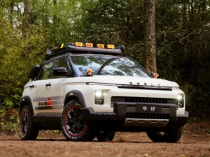 Daytime running lights installed on an SUV in daylight with clean OEM-style illumination